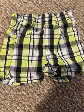 Garanimals Lime Green, Black & White Plaid Kids Shorts